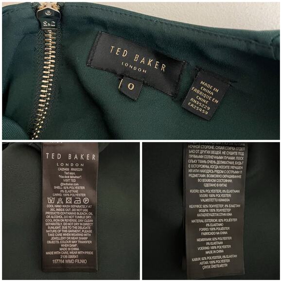 Ted Baker | Filnio Forest Green Bell Sleeve Fitted Sheath Cocktail Work Dress 2 - Picture 10 of 11